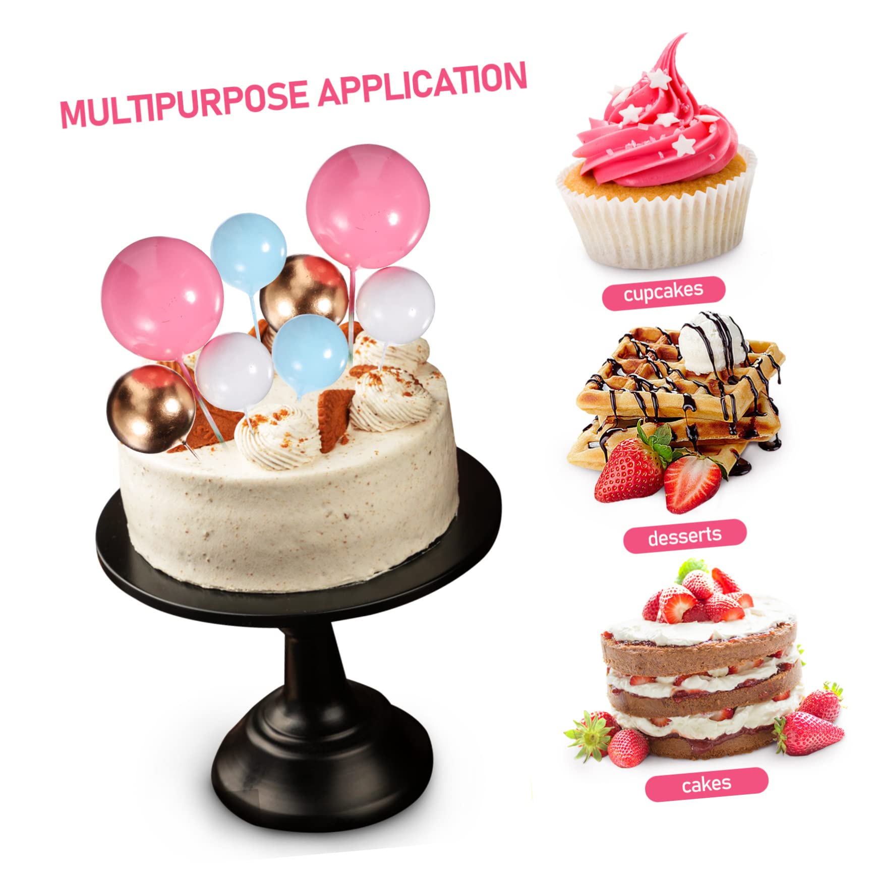 Abaodam 120 Pz Palline di Schiuma per Torta Cake Topper con Mini Palloncini per Torte da Festa Inserti per Torte Nuziali Topper Torta Palla Mini Torte Bambino Perla Buon Compleanno