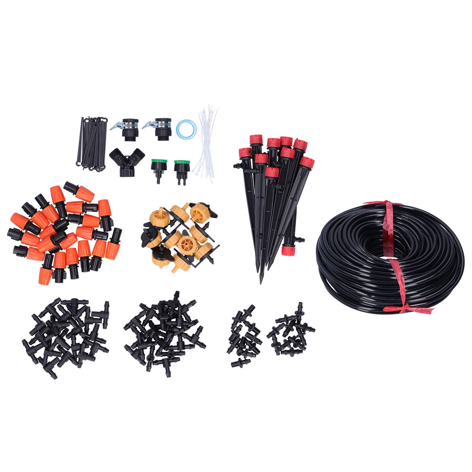 Kit di irrigazione a goccia 40M 4/7, kit per l’irrigazione del giardino con gocciolatori regolabili e valvola a doppio scarico, di irrigazione automatica per prato, serra e