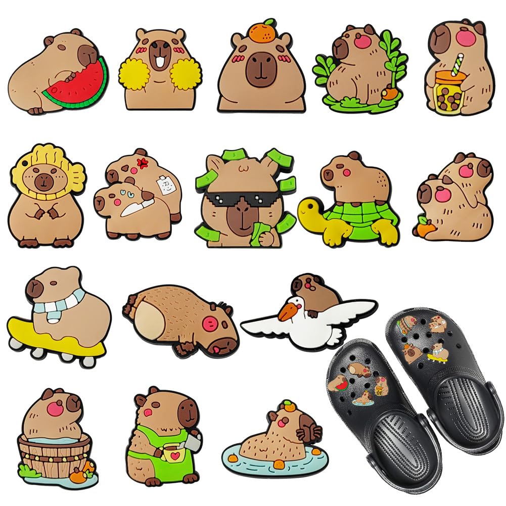 Capybara Charms do butów Capybara buty dekoracja Capybara przypinka do butów kreskówka biżuteria do butów guziki buty przypinki buty DIY dekoracja, Tworzywo sztuczne