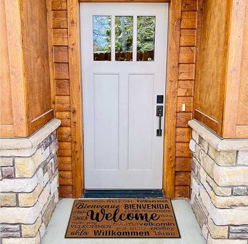 Miniatura 5 de ZUYOENCO Tapete para puerta de entrada interior para interiores, tapete de bienvenida en diferentes idiomas, tapete de verano para puerta de entrada