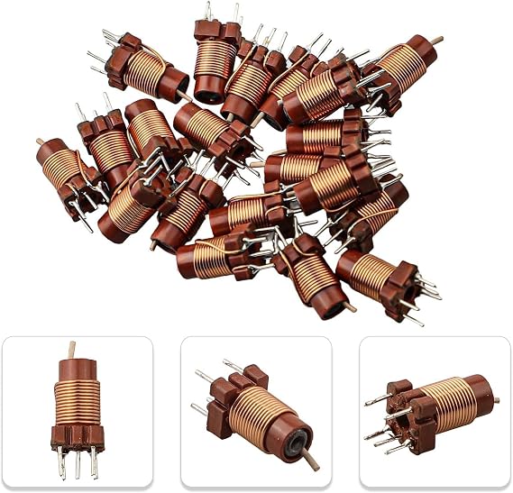 Besttoolifes Adjustable High-Frequency Ferrite Core Inductor 20pcs Set, 12 Turn Copper Wire Coil with Plastic Base, 0.6uH to 1.7uH Variable Inductance, in