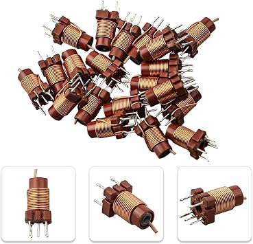 Besttoolifes Adjustable High-Frequency Ferrite Core Inductor 20pcs Set, 12 Turn Copper Wire Coil with Plastic Base, 0.6uH to 1.7uH Variable Inductance, in