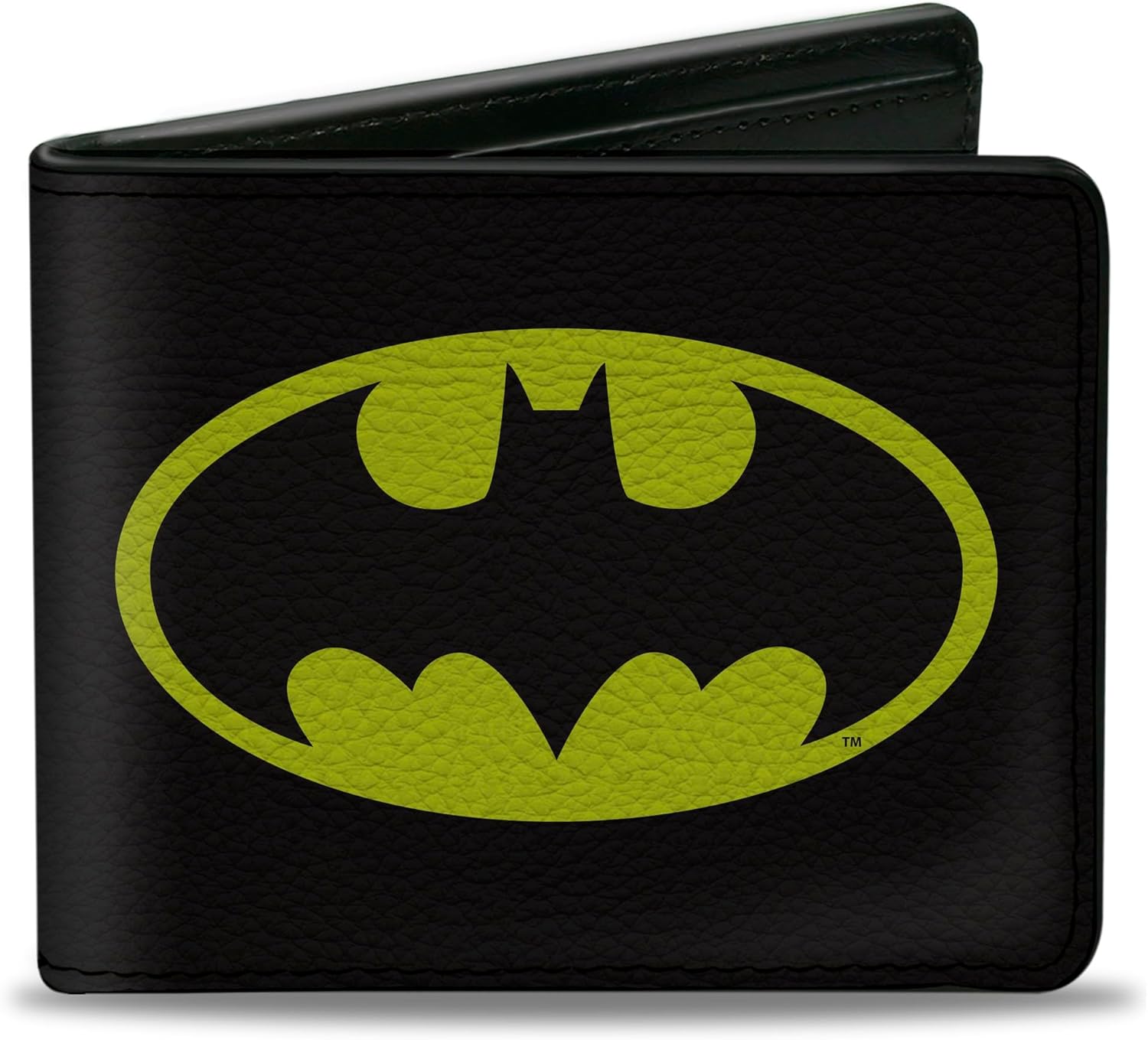 Buckle-Down DC Comics Wallet, Bifold, Batman Bat Signal Logo Black Yellow Black, Vegan Leather