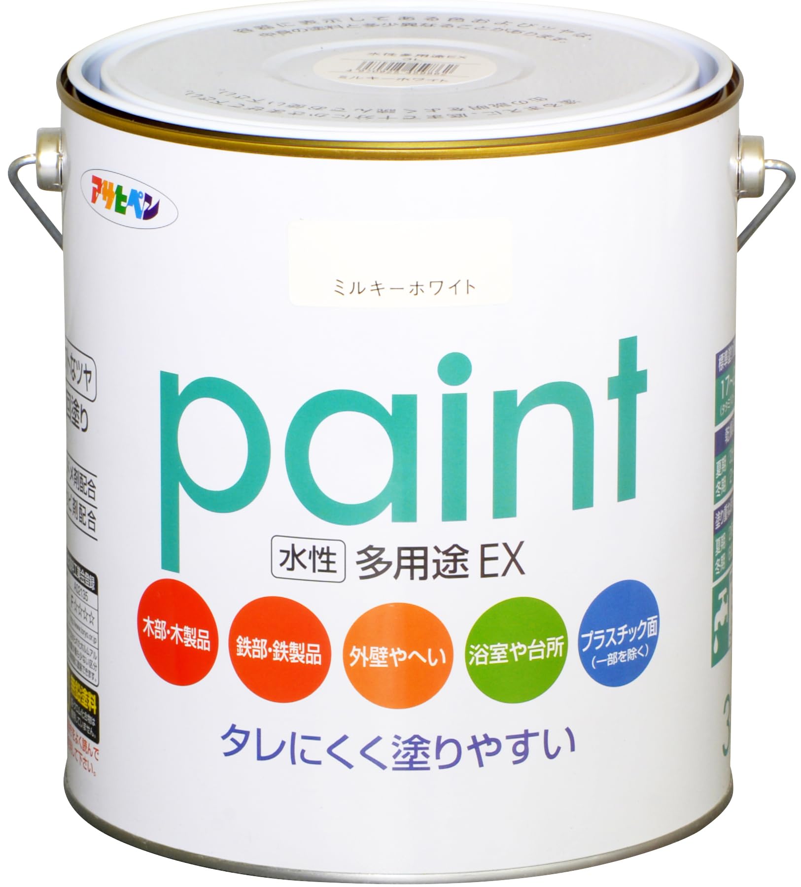Amazon | アサヒペン 塗料 ペンキ 水性多用途EX 3L ミルキー Amazon | アサヒペン 塗料 ペンキ 水性多用途EX 3L ミルキー