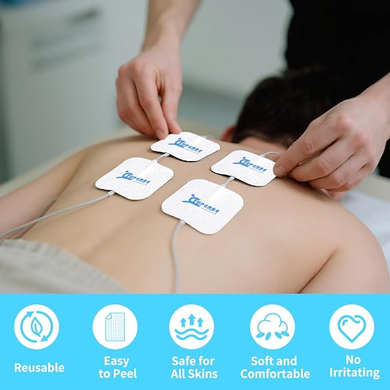 Superbe Tens Machine Pads Reusable 5x5cm, Hypoallergenic Tens Pads Replacement with 2mm Pin, Latex-Free Electrode Pads for TENS Machines & EMS Trainer, High Adhesion (20 Pcs)