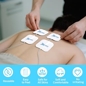 Superbe Tens Machine Pads Reusable 5x5cm, Hypoallergenic Tens Pads Replacement with 2mm Pin, Latex-Free Electrode Pads for TENS Machines & EMS Trainer, High Adhesion (20 Pcs)