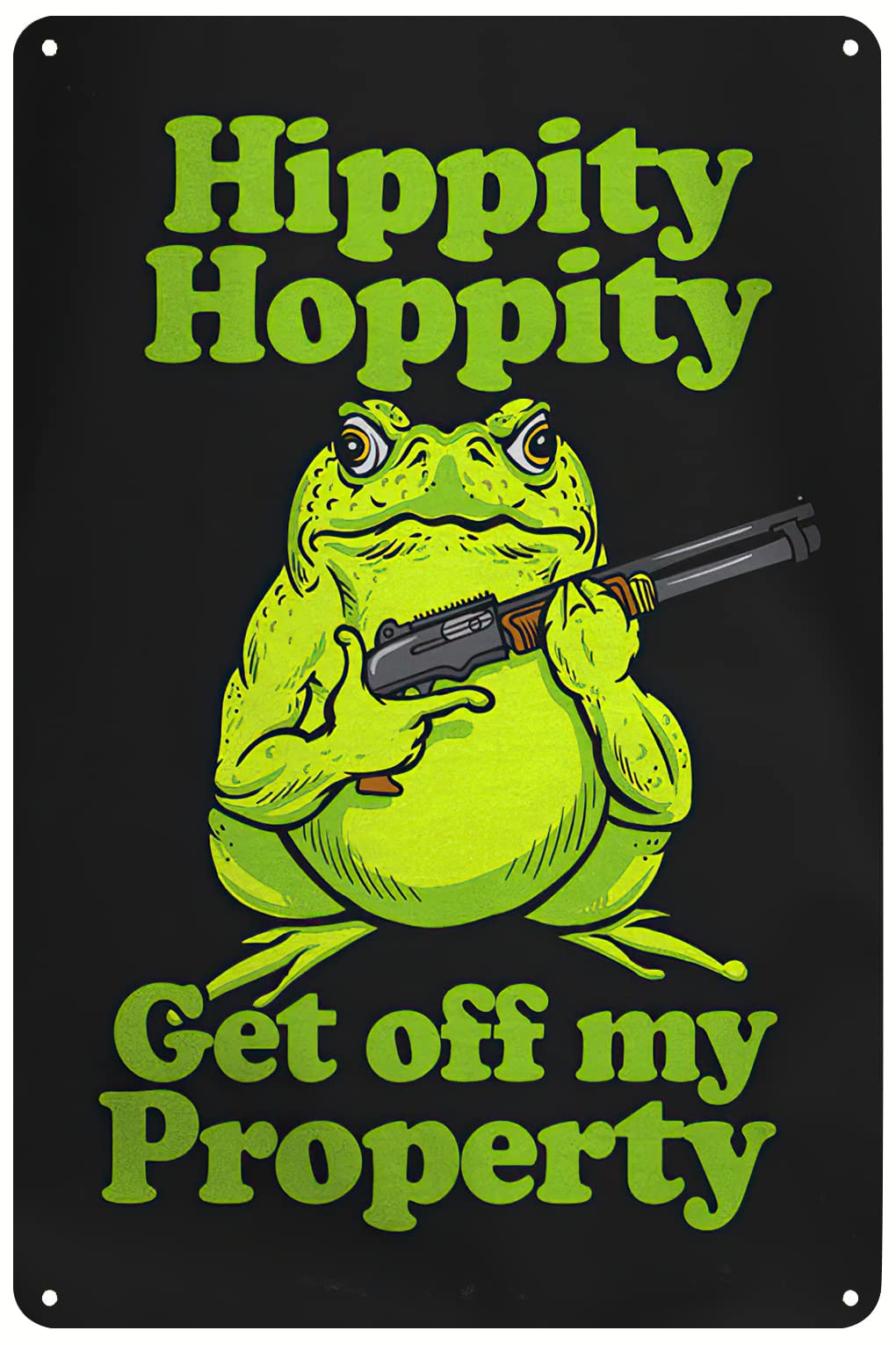 Hippity Hoppity Get Off My Property Frog No Trespassing Funny Vintage Metal Tin Sign Wall Art Decor Retro Plaque For Home Door Bedroom 8"X 12"