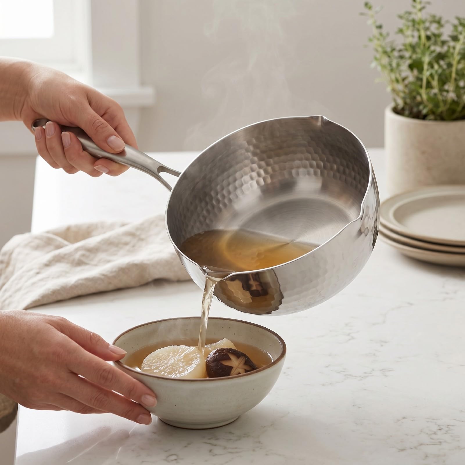 ZJchao Pentola in Acciaio Inox SUS316, Antiaderente, Fondo a 5 Strati, con Base Clad per Induzione, per Alimenti per Bambini e Salse