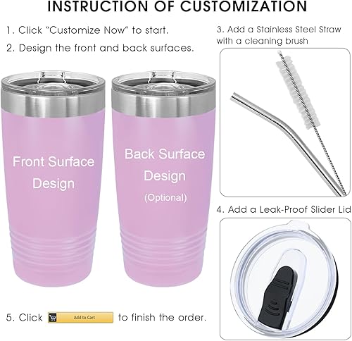 Miniatura 3 de Vaso personalizado para mujer, regalos del día de San Valentín para ella, regalos personalizados, taza de acero inoxidable aislada, regalos de