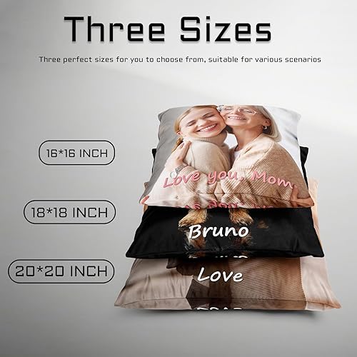 Miniatura 4 de Almohada personalizada con foto y texto, regalo conmemorativo personalizado para familiares, mascotas, día de la madre, funda de almohada de 16 x 16