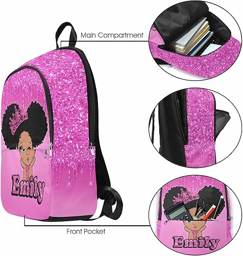 Miniatura 6 de Mochila escolar personalizada para niños y niñas de primaria con nombre brillante y patrón brillante, impermeable, con lonchera para hija, hijo, a