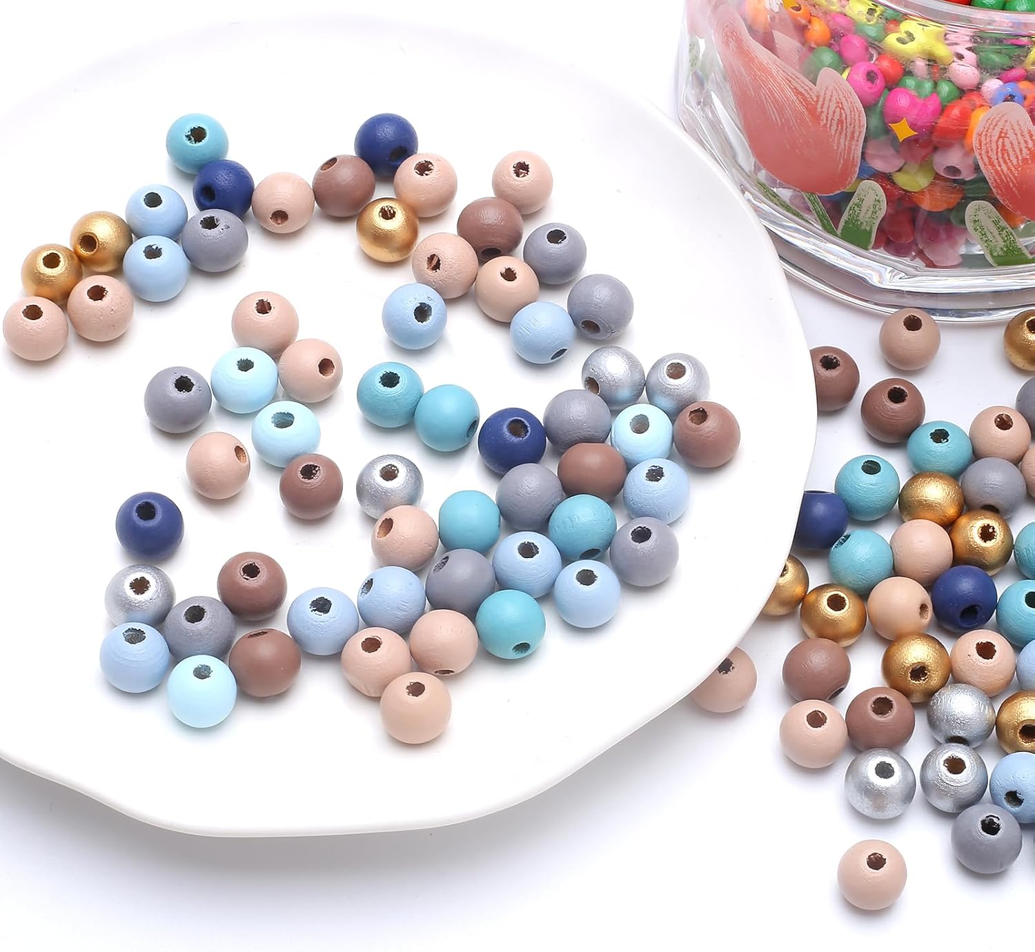 DAHI 500PCS Colorful Wooden Beads 10mm Wood Bead Round Blue Assorted Color Natural Wooden Beads for DIY Jewelry Making (Color -10mm) - Image 5