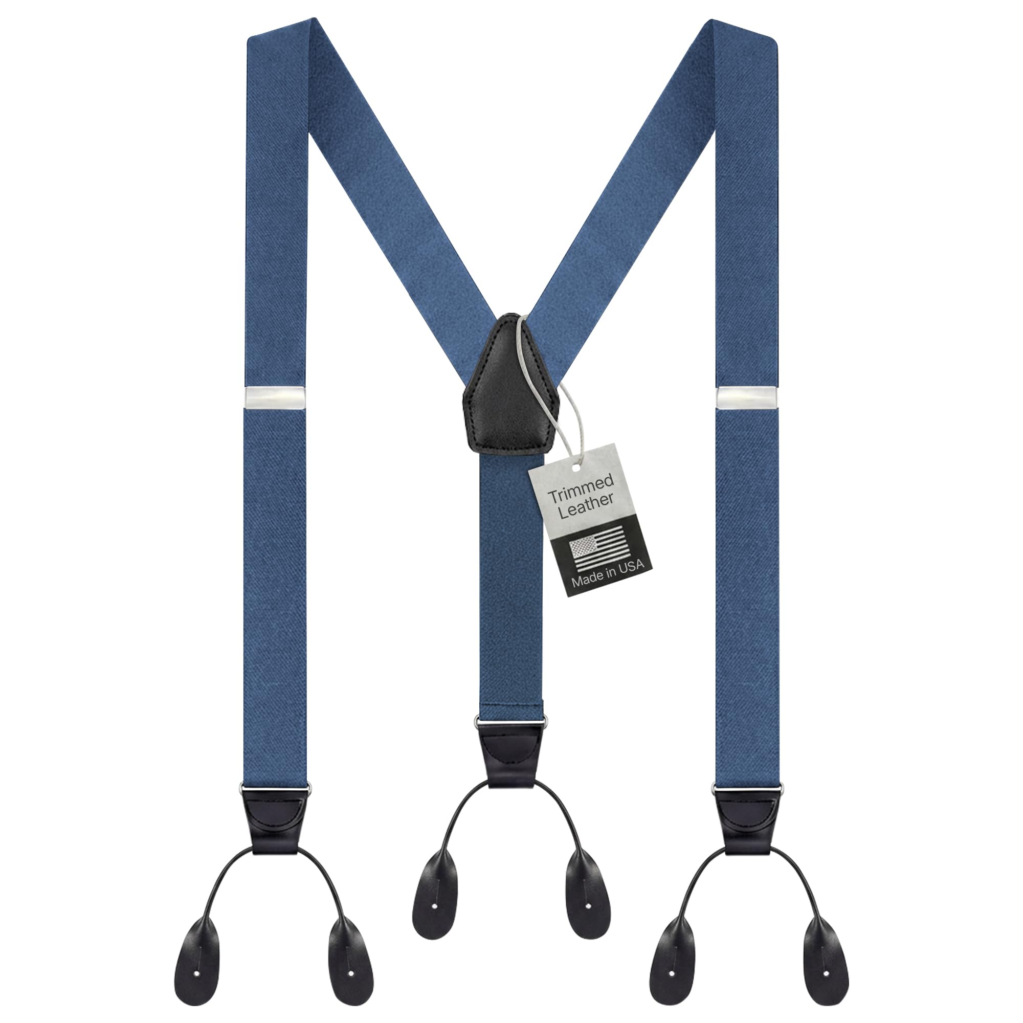 HOLD'EM Tuxedo Button Suspenders for Men – Mens Dress Suspenders Formal | 100% Genuine Leather | Made in USA | Regular &amp; Tall