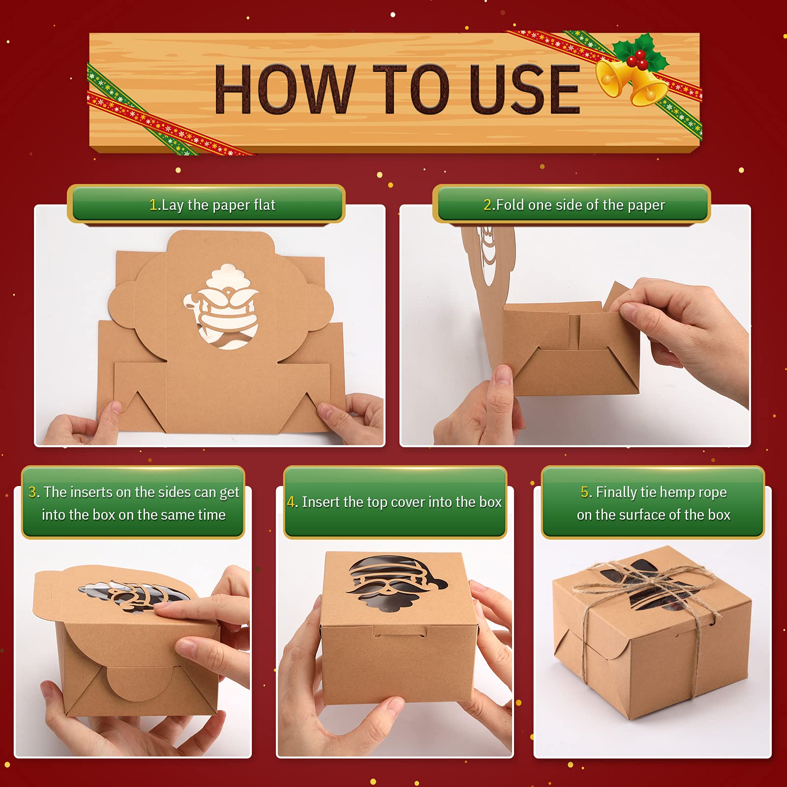 Christmas Cookie Boxes - 30 Pack Kraft Gift Boxes -7 Christmas Cookie Boxes - 30 Pack Kraft Gift Boxes -7
