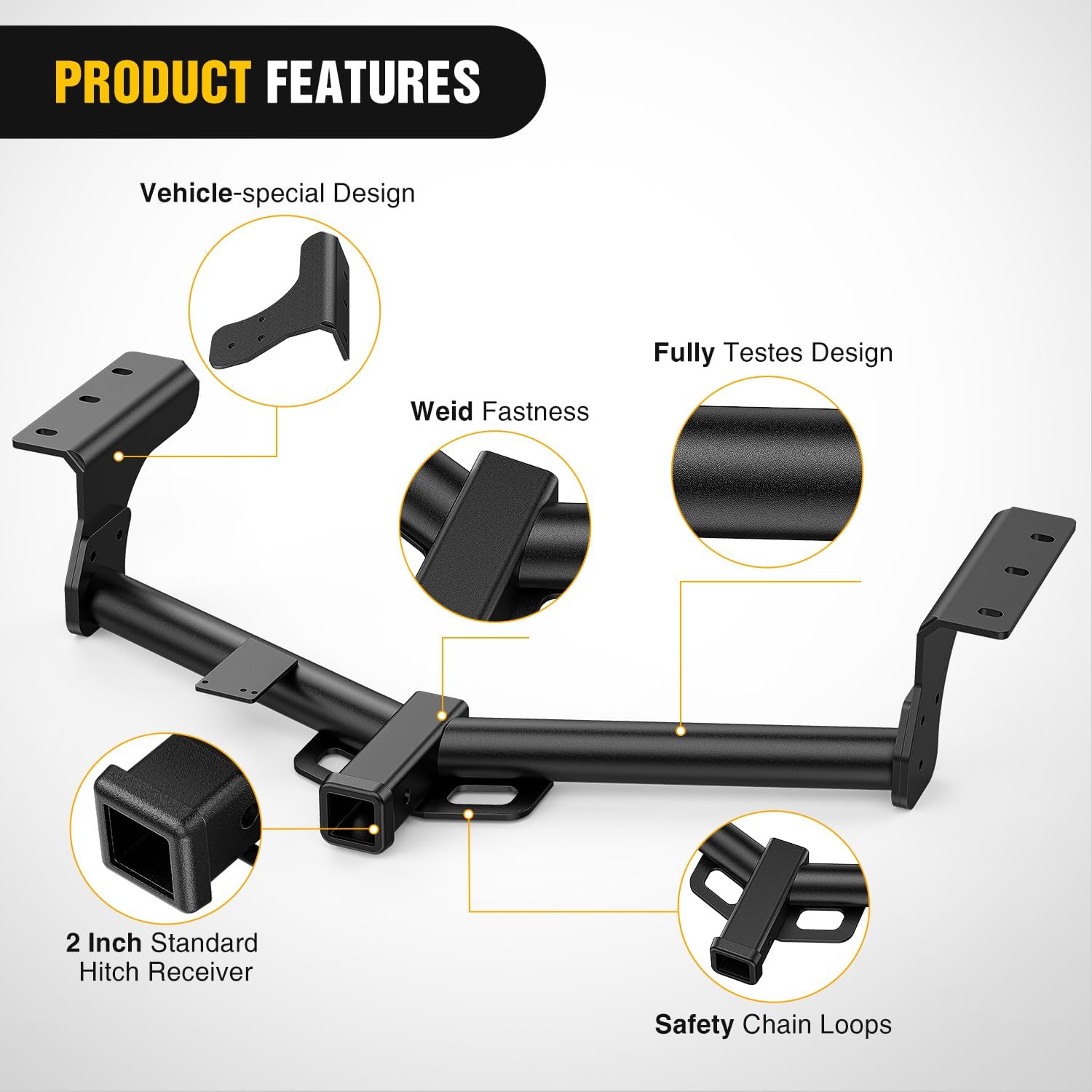 Nilight Class 3 Trailer Hitch 2 Inch Receiver Tow Hitch Compatible with 2006-2018 Toyota RAV4 Black Powder Coated