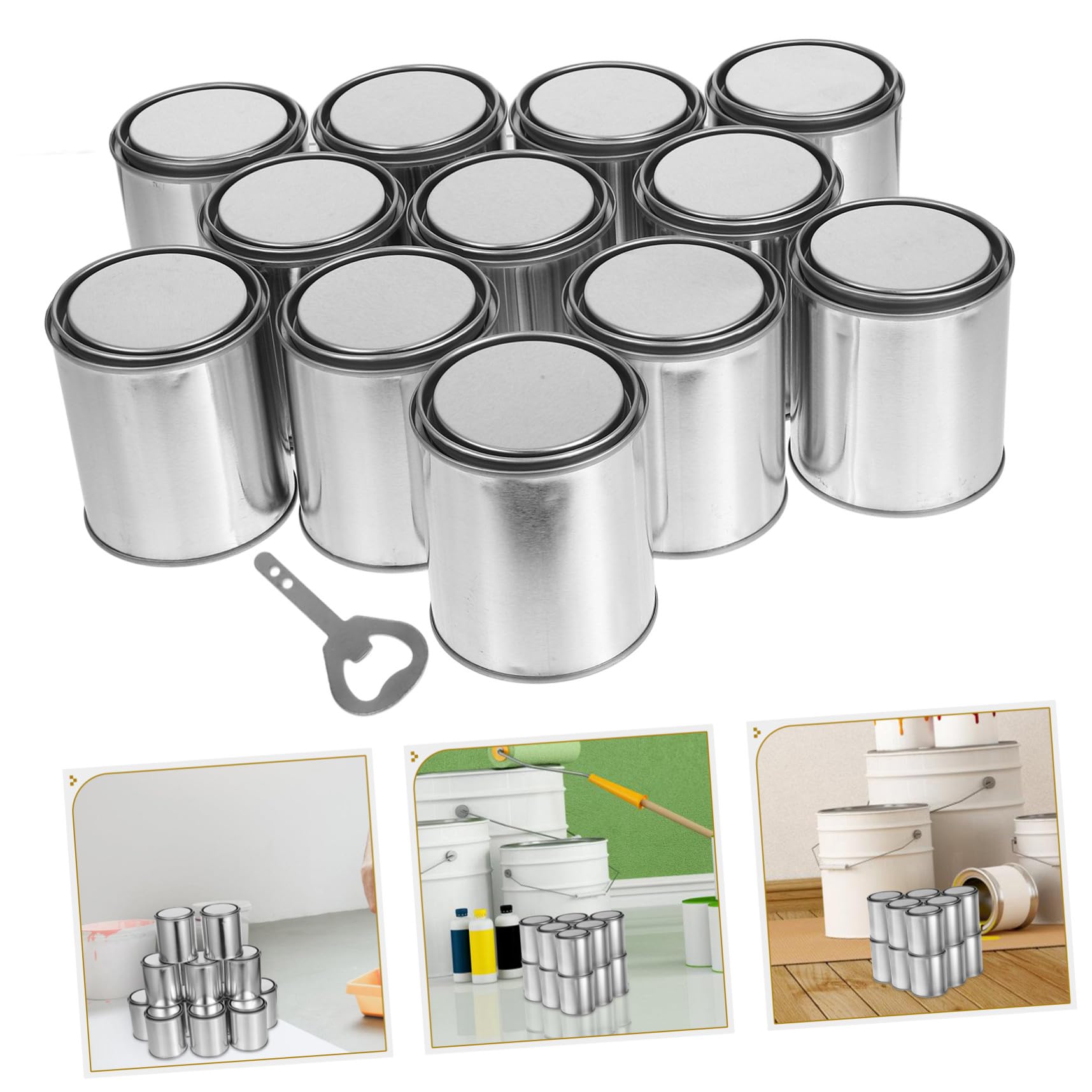 Botes Metálicos para Pintura con Tapa y Abridor Envases sin Forro de Alta Capacidad para Almacenamiento Manualidades y Pintura Fácil Limpieza y Uso Versátil