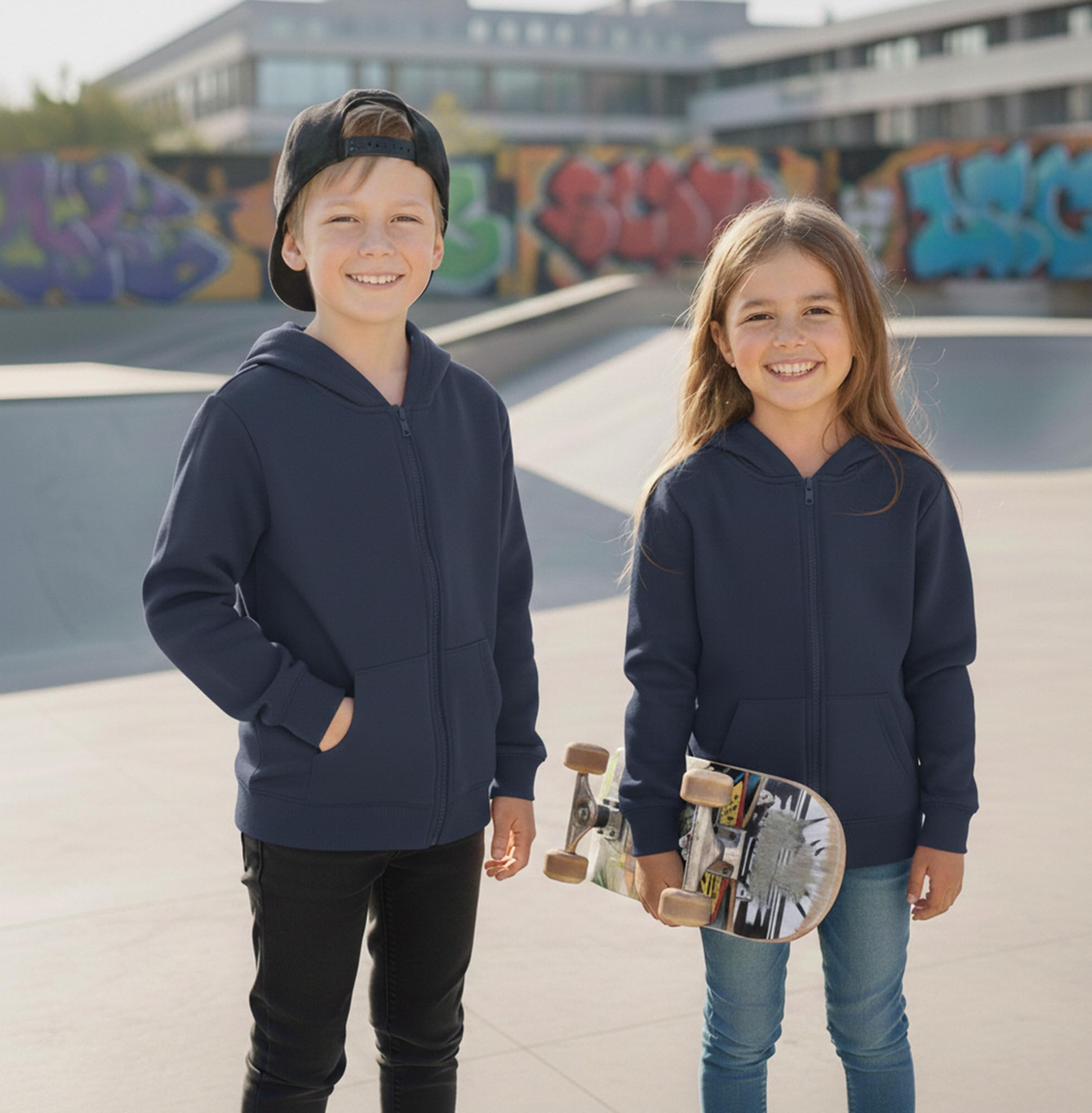 ROCK-IT Apparel dziecięca kurtka z kapturem i zamkiem błyskawicznym, bluza, sweter, rozmiary 98-164, unisex, miękka i wytrzymała tkanina premium