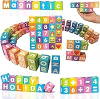 amdohai Portable Magnetic Alphabet Letters & Numbers Blocks - 216pcs Montessori Educational Toys for Kids 3-8, Travel Construction Set
