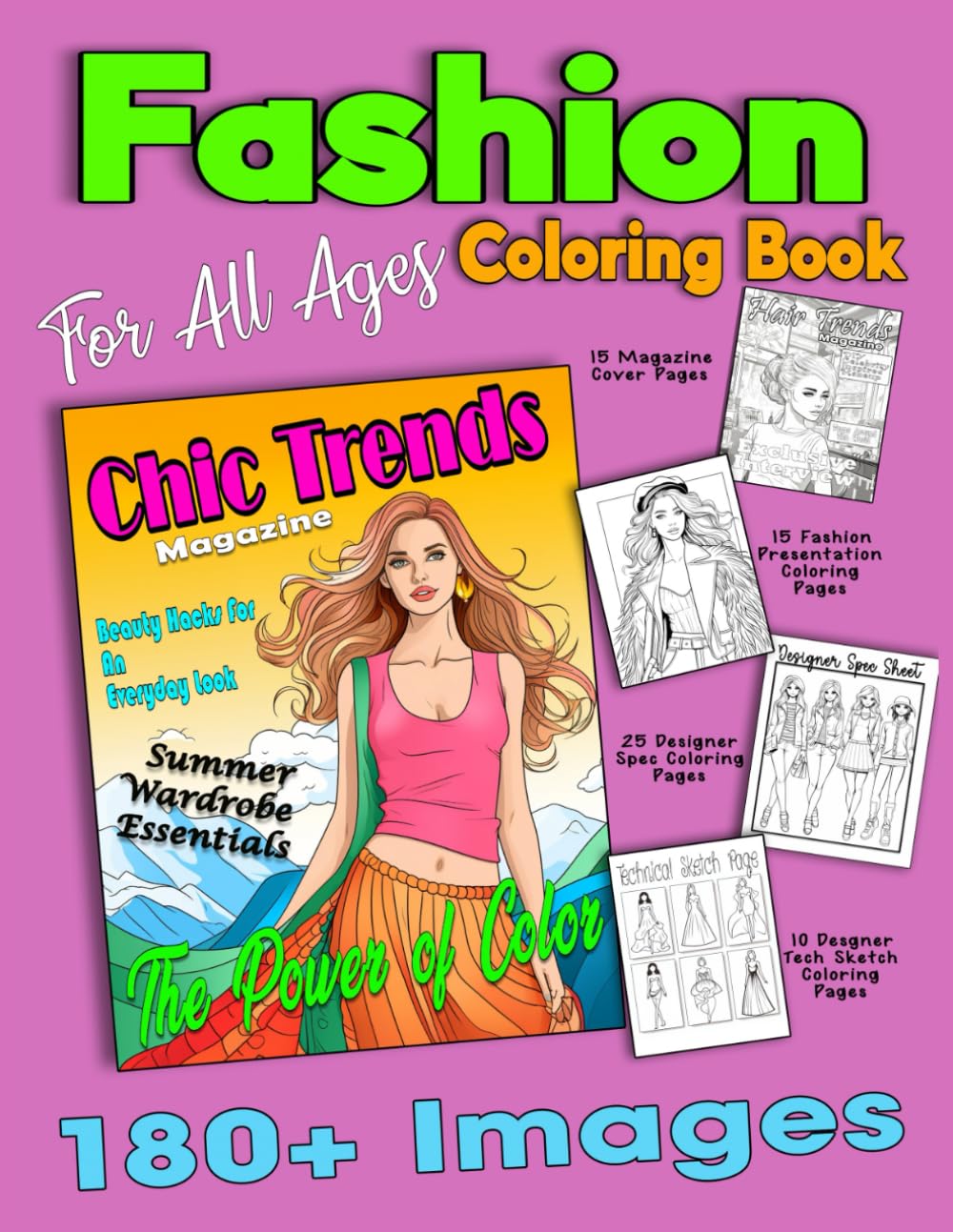 Fashion Coloring Book For Girls: Over 180 Trendy, Stylish, and Fun Fashion Images: Perfect for Teens and Girls aged 8-12