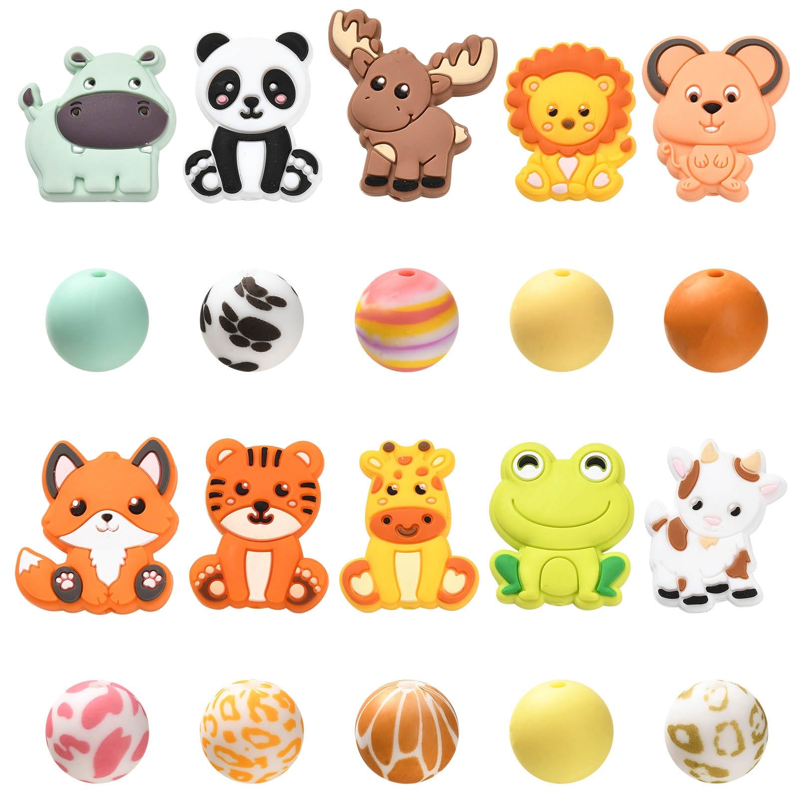 Perles en silicone en vrac de personnage Stiesy pour fabrication de porte-clés et cordons DIY
