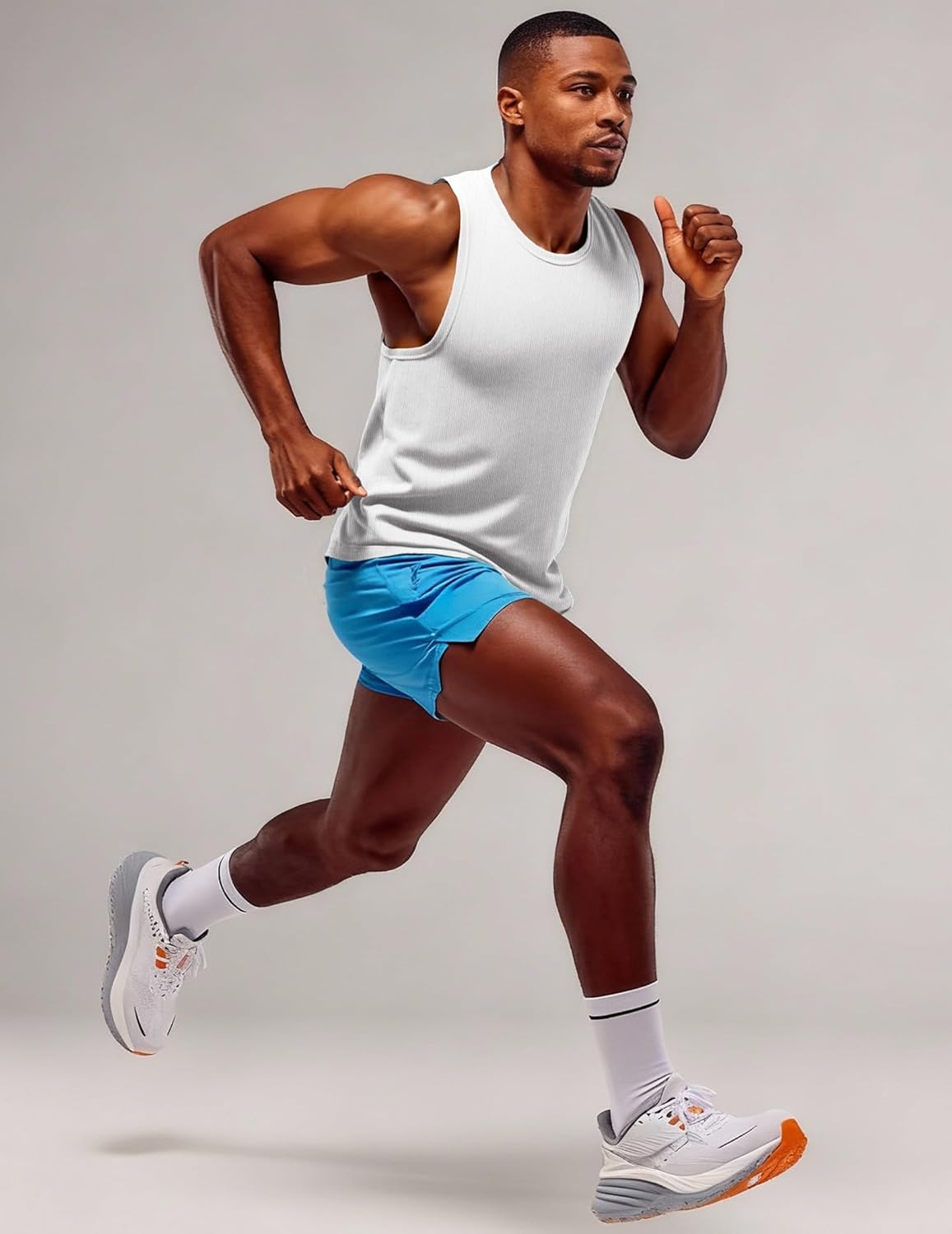 JMIERR Sleeveless Tank Tops Workout Muscle Gym Ribbed Shirt Athletic Bodybuilding T Shirts - Image 4