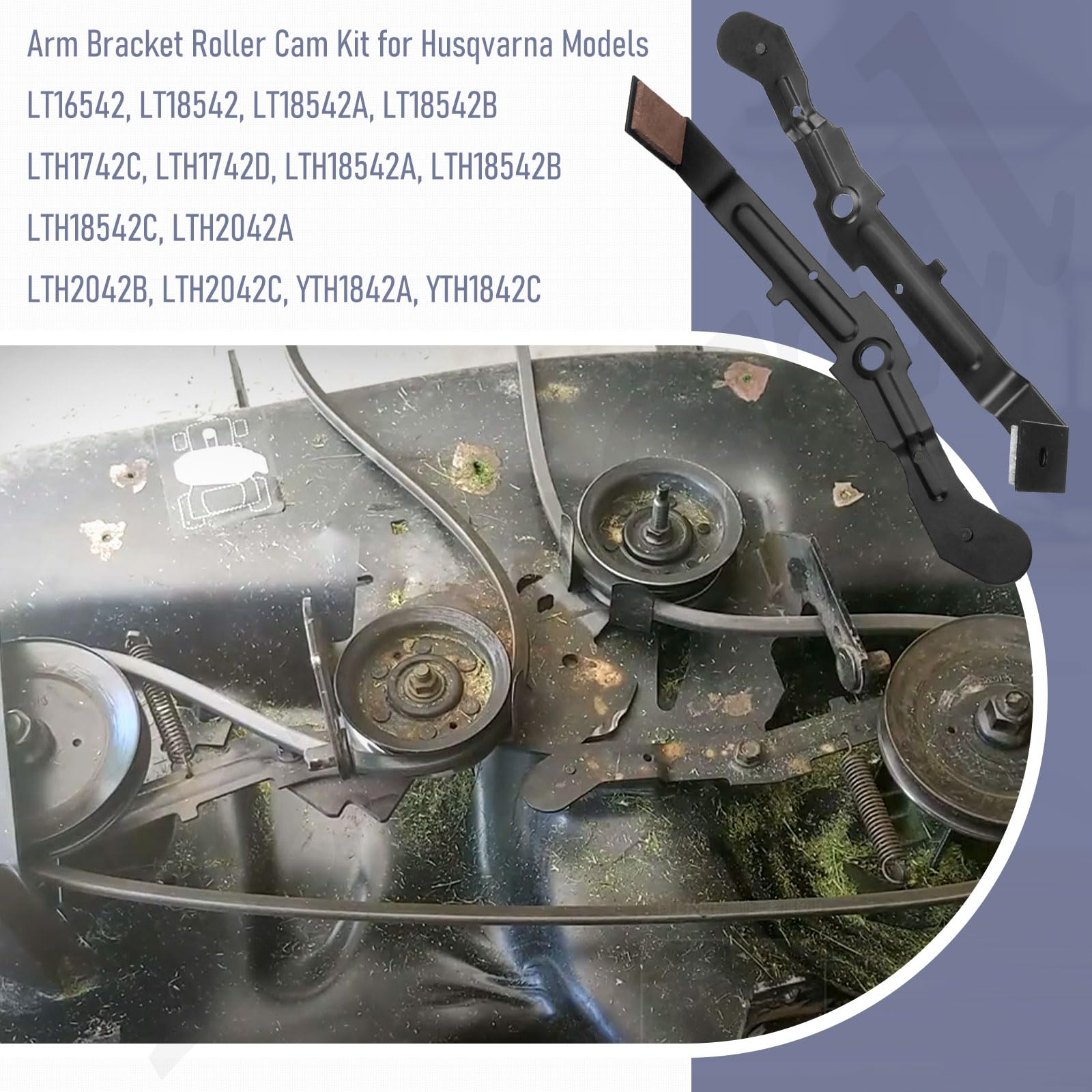 Fennoral Kit de leva de rodillo de soporte de brazo 532151785 para cortacésped Husqvarna Craftsman de 42 pulgadas, cubierta 532151785 184907 131335 155046 (532151785)