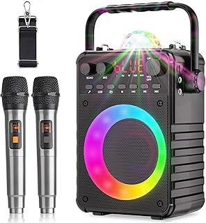 VerkTop Karaoke Machine, Portable Bluetooth Karaoke Speaker with Disco Projection Lights for Kids Adults, Singing Machine ...