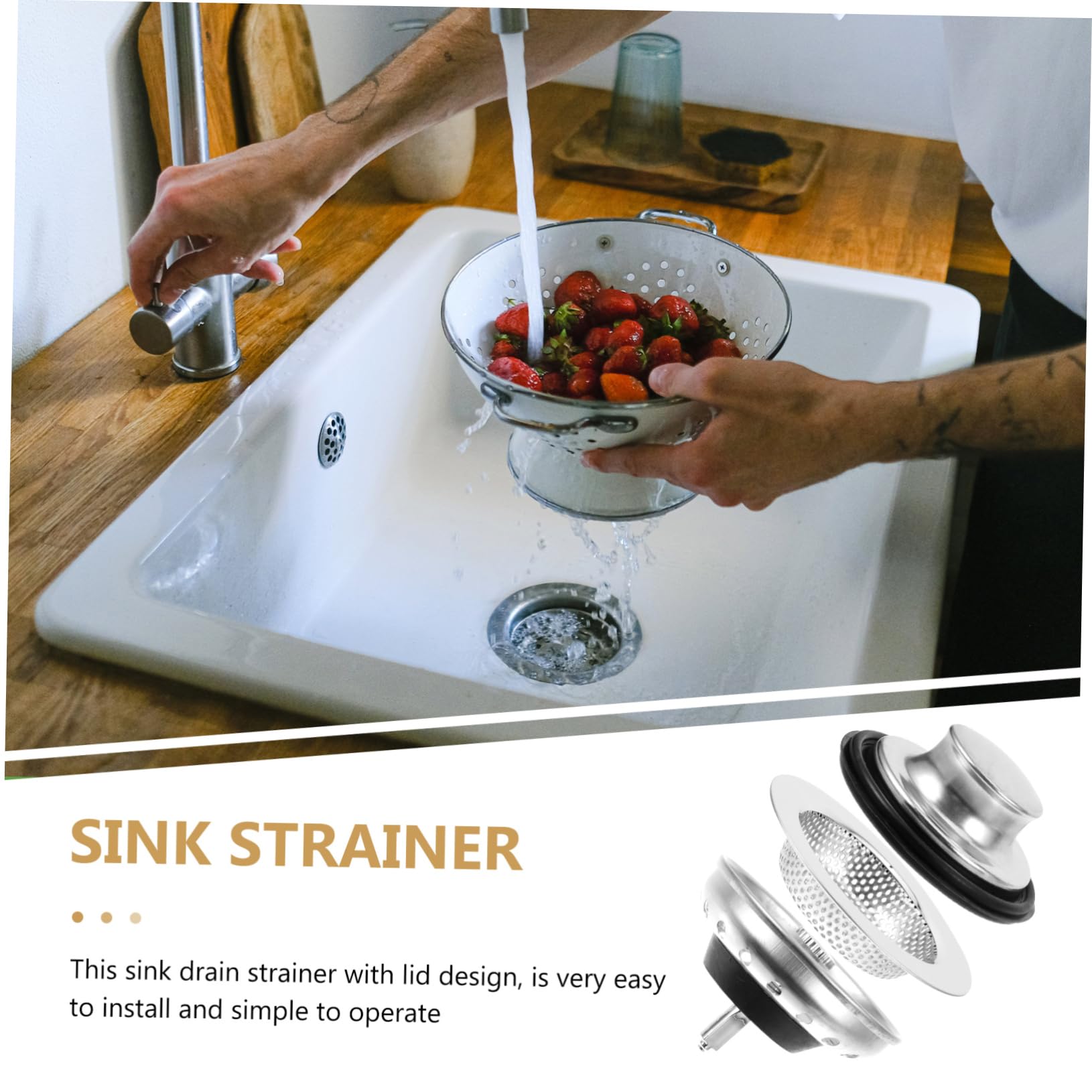 SHINEOFI 5 Ensembles Filtre d'évier pour évier égouttoir passoire de puits Panier de Filtre d'évier de Cuisine Filtre de vidange d'évier en Acier Inoxydable Caoutchouc