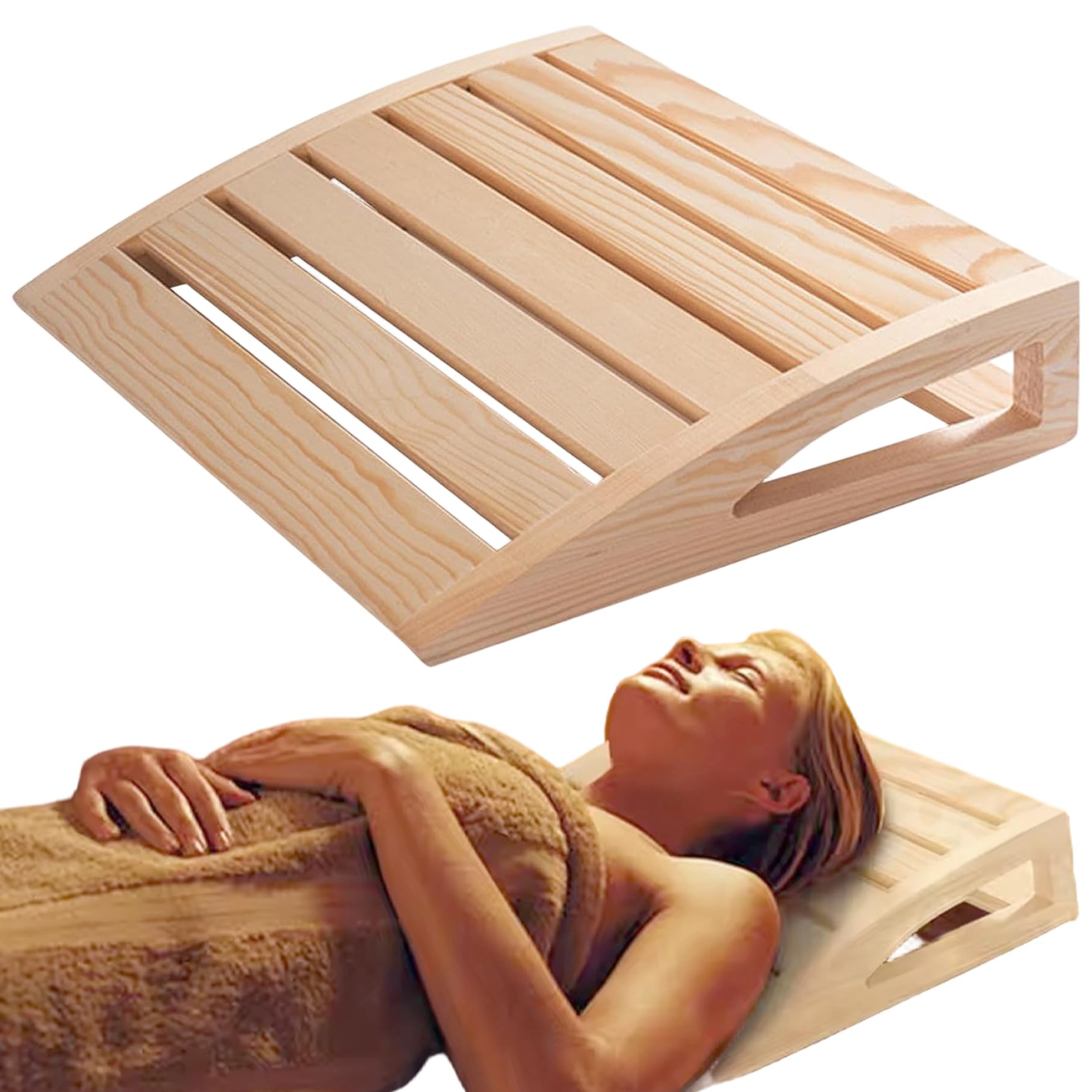 Sauna-Kopfstütze aus Holz, ergonomisches Nackenstützkissen zum Entspannen in der Sauna, rustikales Spa und Zubehör für Männer und Frauen, bequeme Rücken- Nackenstütze