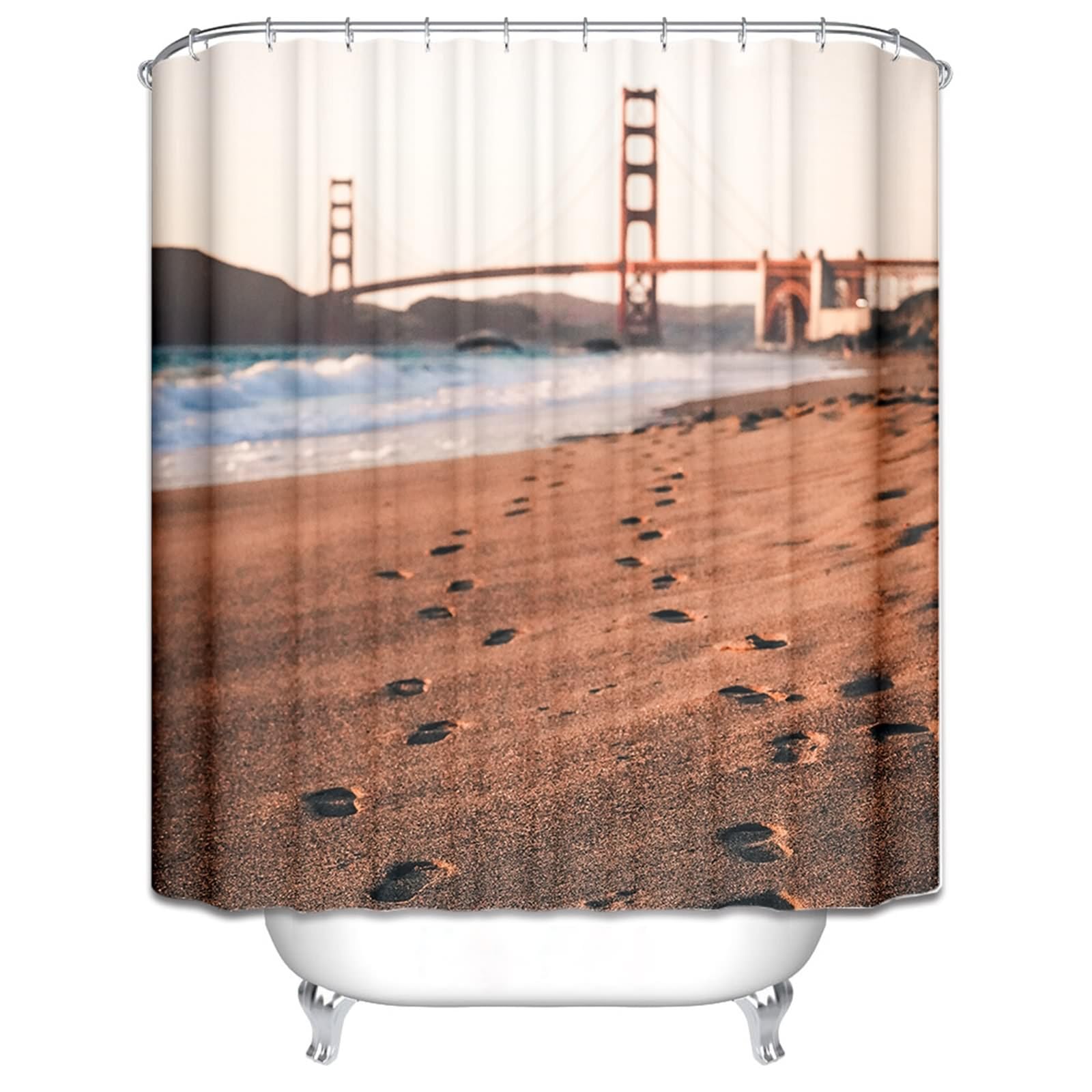 Rideau de douche anti éclaboussures 165 x 200 cm marron pour sol toujours sec