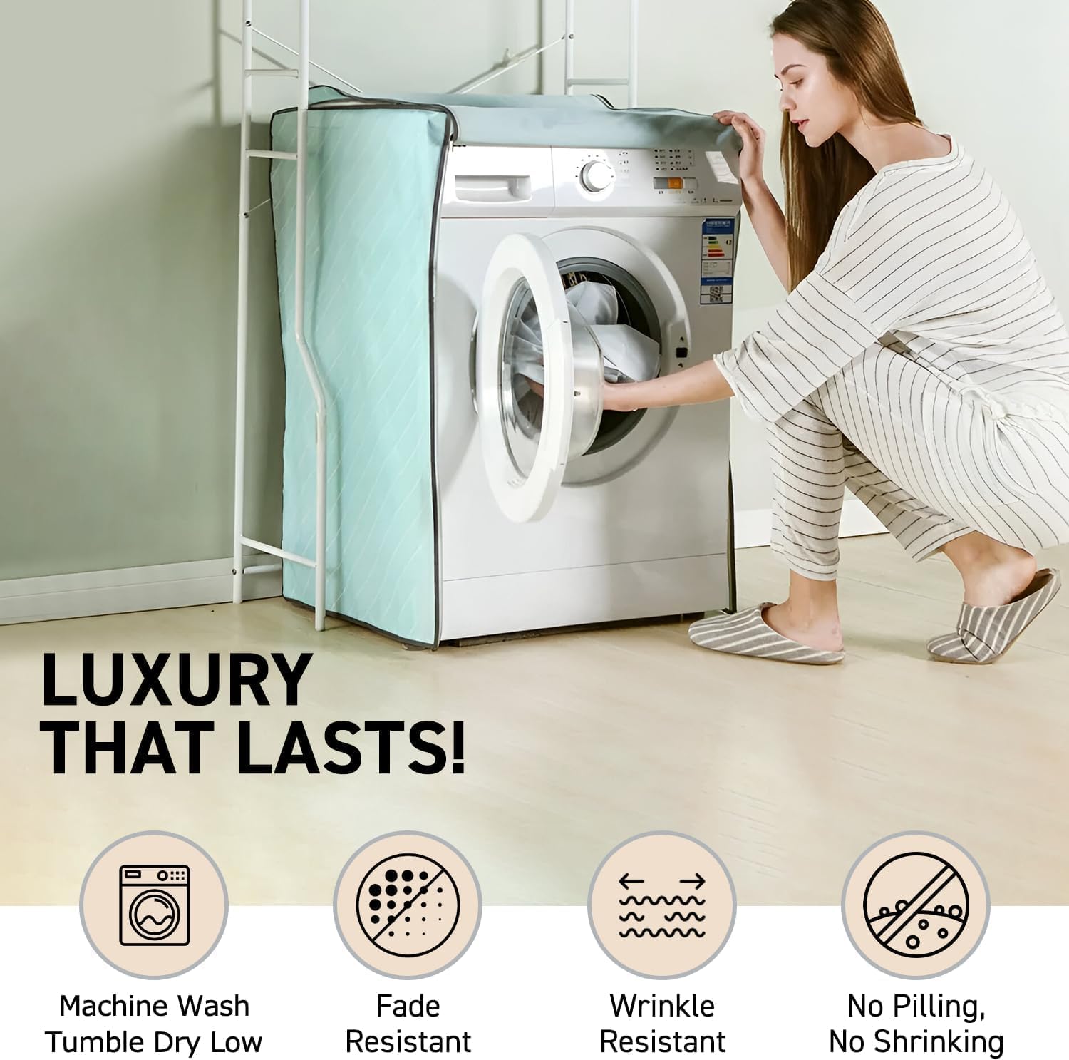 Luxury Egyptian Cotton Queen Size Sheet Set - 1000 Thread Count 6 Piece Queen Sheets with 4 Pillowcases, Soft, Cooling Sateen Weave Bed Sheets - Fits Upto 16” Deep Pocket - Light Gray - Image 6