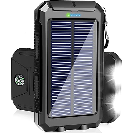 Solar Charger 20000mAh Portable Solar Power Bank with Dual USB Output Waterproof External Battery Pack Compatible Most Smart Phones and Tablets