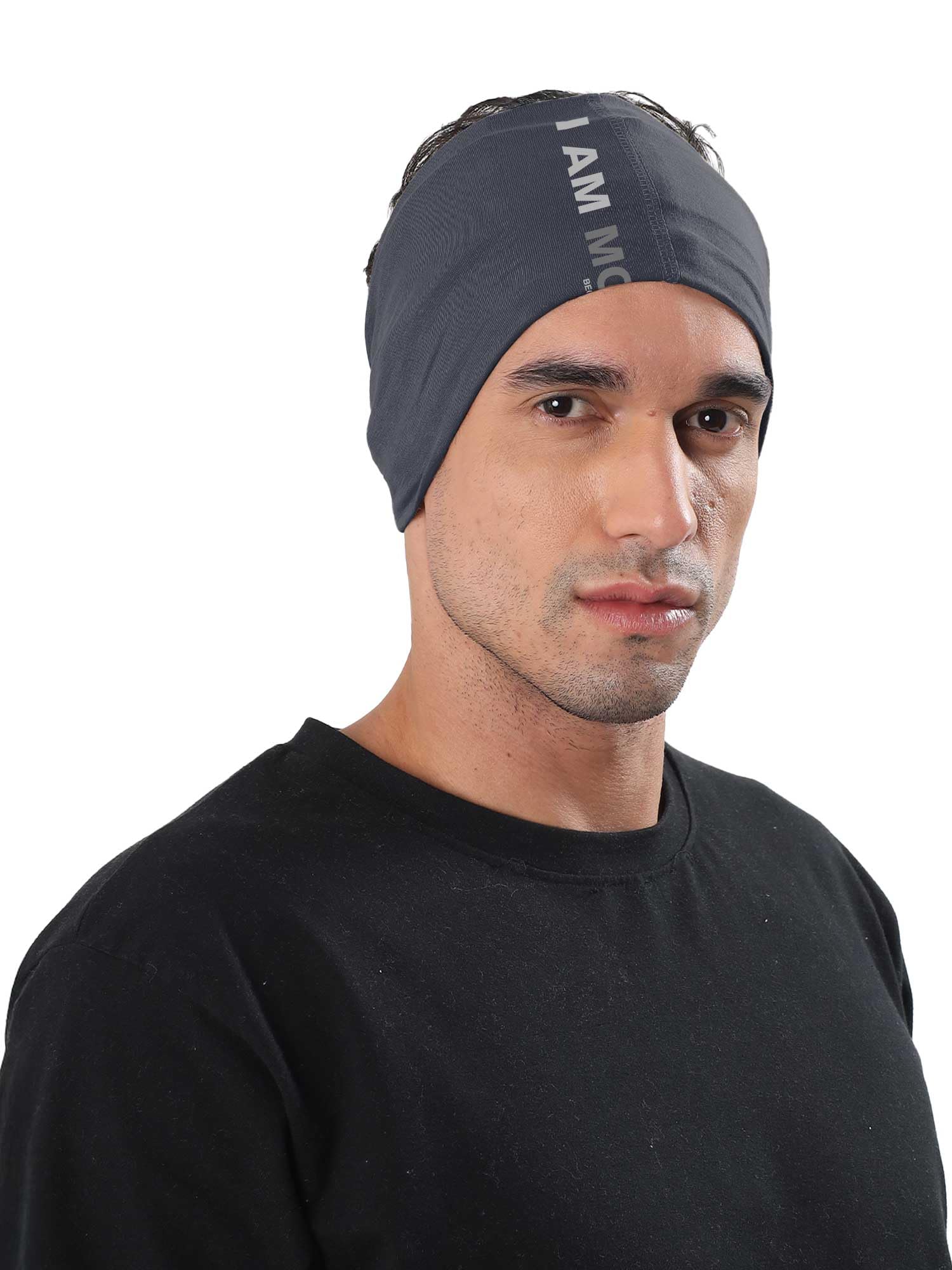 Freecultr Unisex Bamboo Bandana, Anti Microbial Super Soft & Comfort Fit, Breathable Multipurpose Headband, Face Mask for Dust Protection and Sun - Printed Pack of 1-Charcoal