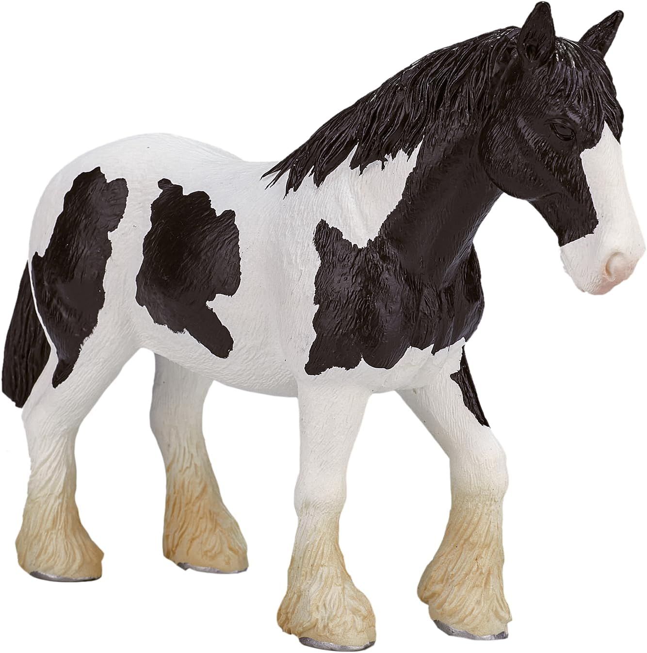 MOJO Black and White Clydesdale Realistic Equestrian Horse Club Hand Painted Toy Figurine