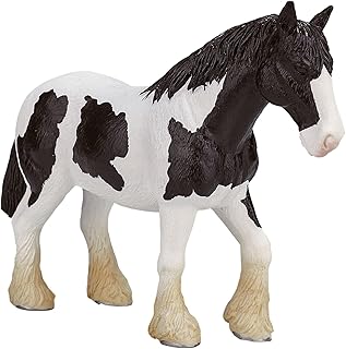 MOJO Black and White Clydesdale Realistic Horse Toy Replica Hand Painted Figurine
