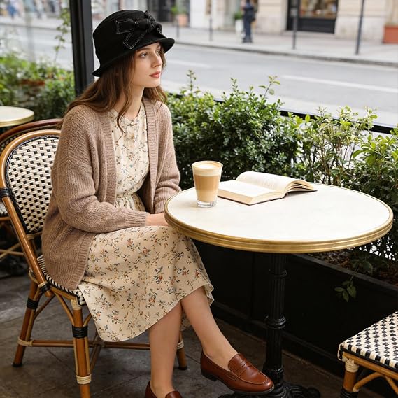 Women Vintage Felt Bucket Hat Winter Wool Dress Beret Hat