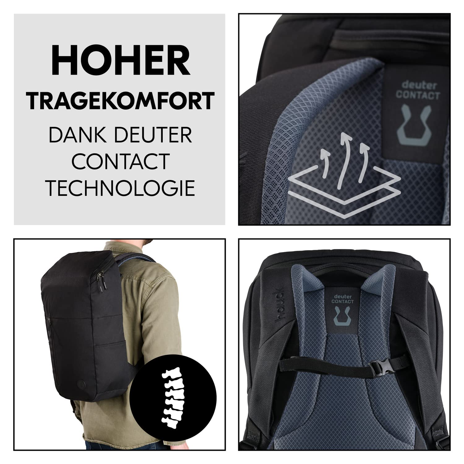 hauck Pack N Walk, Schwarz - Wickelrucksack und Wickeltasche 22 Liter mit Innentaschen, Außenfächern, Verstellbare Gurte und Brustgurt - Rucksack für Damen und Herren