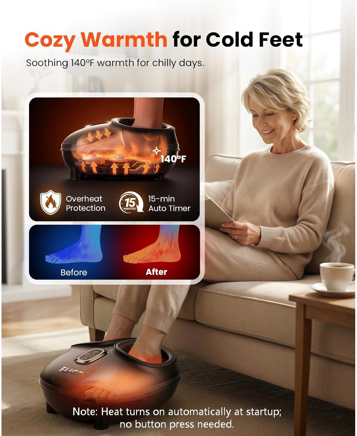 Shiatsu Foot Massager with Heat, FSA-HSA Eligible, Deep Kneading & Compression Feet Massager for Plantar Fasciitis, Neuropathy Pain Relief, Targets Heel, Arch & Toes - Fits Up to Men Size 13