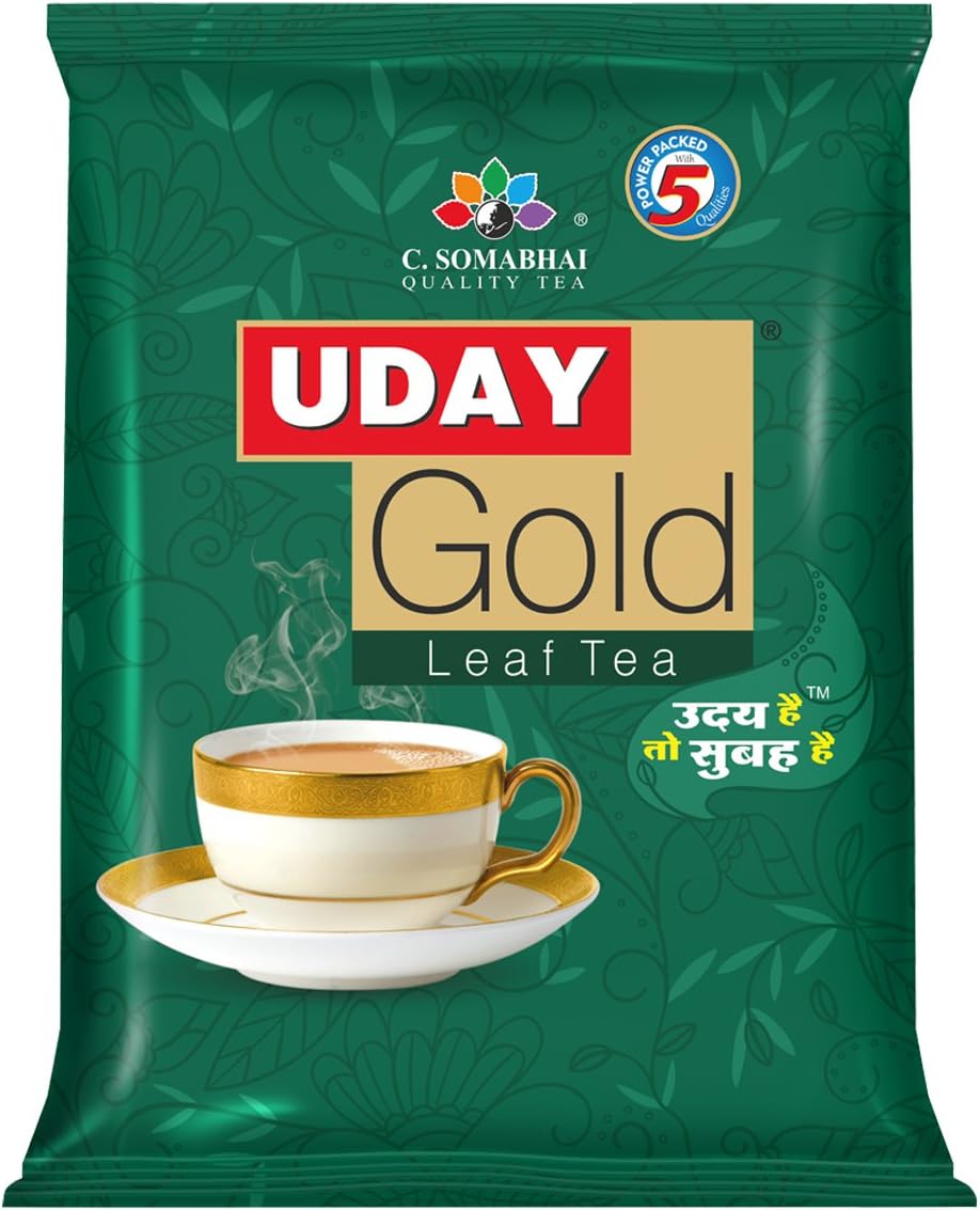 C. SOMABHAI's Uday Gold CTC Leaf Tea - 1kg, Unique Blend of Assam and Dooars Black Tea Leaves - Kadak, Aromatic & Strong Chai patti