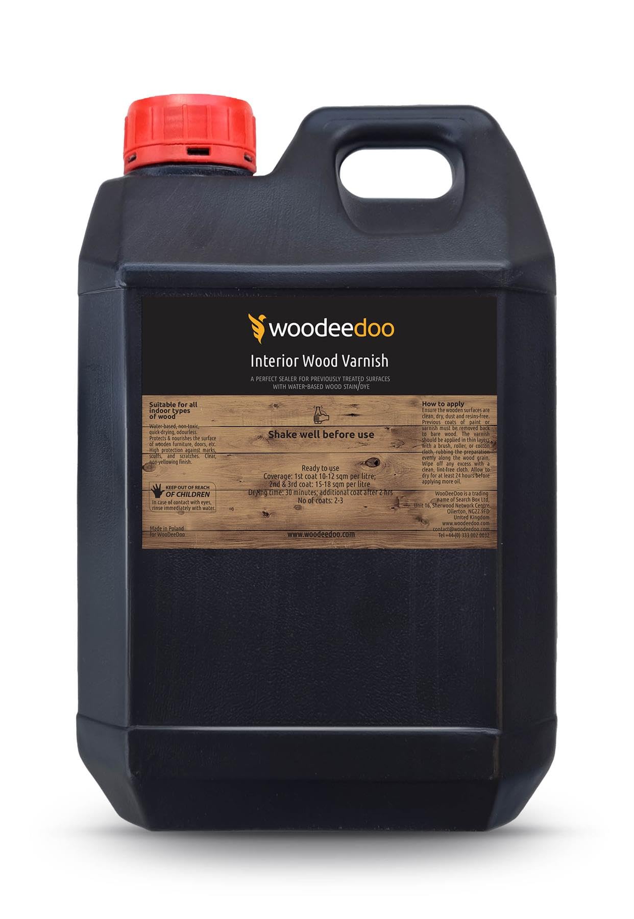 Woodeedoo Matt Interior Wood Varnish | Clear | | 5L | Quick Drying Wood Sealer | Protection Against Scratches, Spills, Scuffs, And Marks