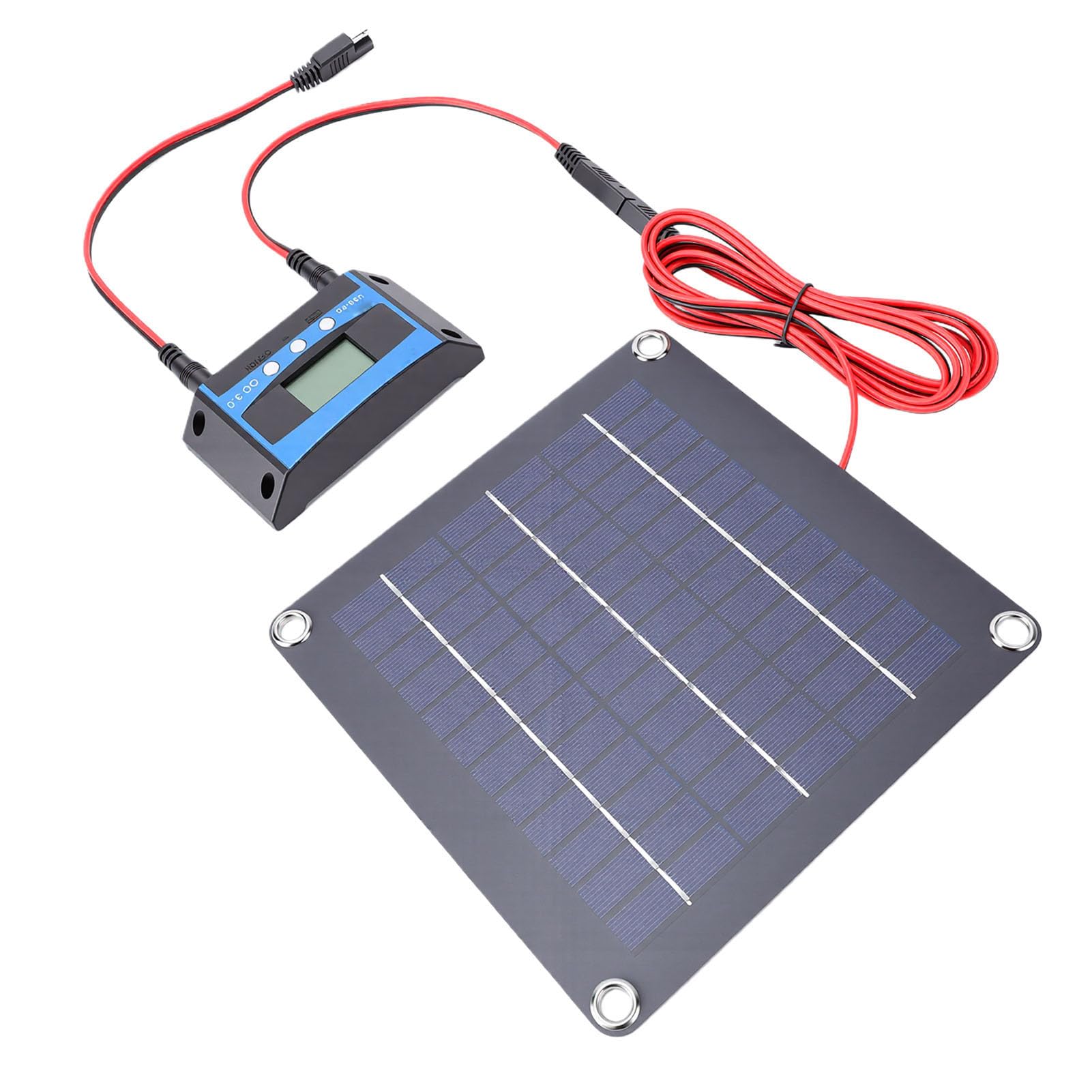 Kit Pannello Solare 20W, Monocristallino con Controllore di | Caricabatterie solare portatile con design impermeabile per campeggio marino in barca per , mantenitore di batteria solare
