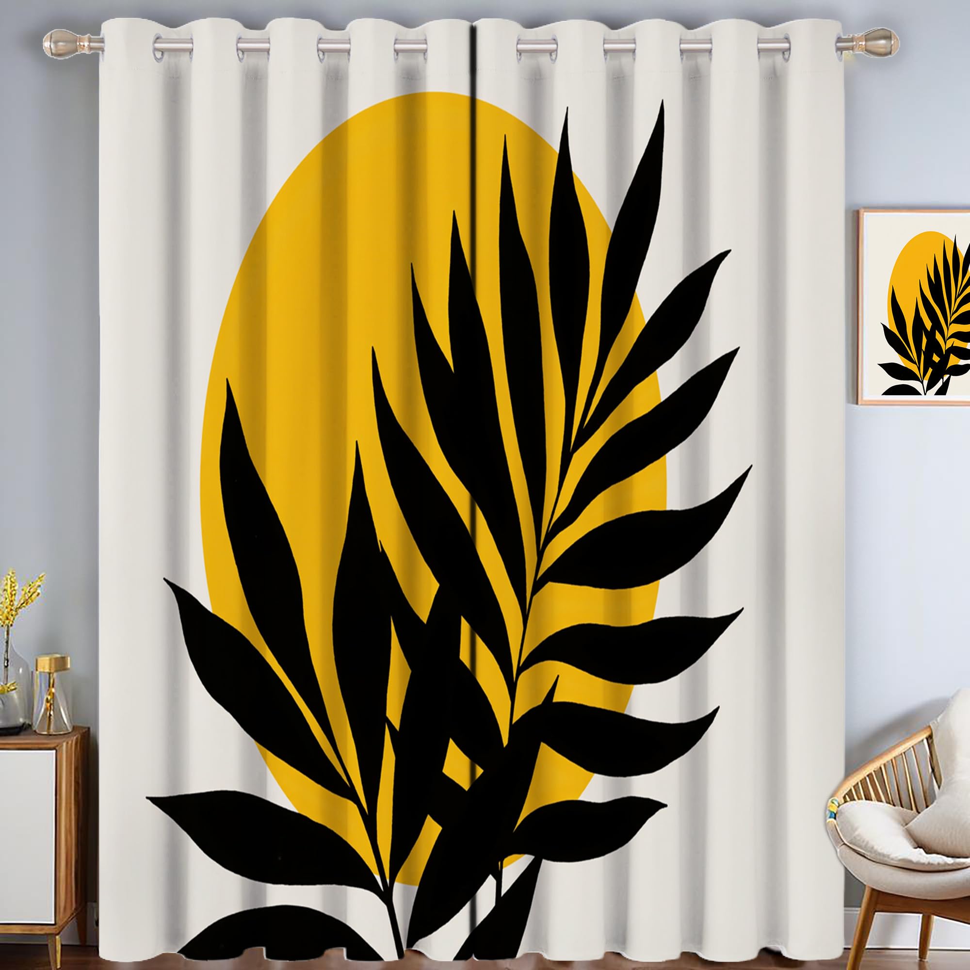 Rideaux de salon feuilles de palmier pour ambiance cosy