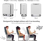mixi 17x14x9 Carry On Luggage Underseat PC Hard Shell Suitcase Top Opening Aluminum Frame Travel Suitcases with Wheels, Smoke White