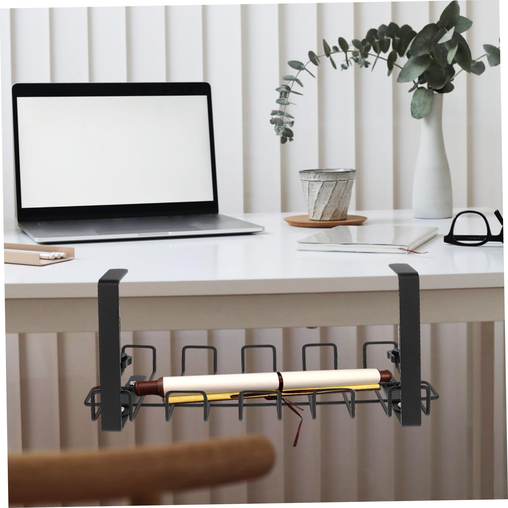 DOITOOL Kabelorganisator zur Kabelverwaltung und Befestigungsgurt aus Kohlenstoffstahl mit Kabelkorb und Stromleistenhalterung für Schreibtisch im Homeoffice