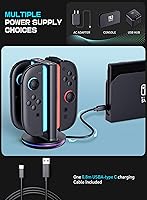 Vista 6 de SUPCASE Base de carga para Nintendo Switch 2 Joy Con, soporta carga de doble cara 9 modos de luz controlador magnético estación de soporte de carga