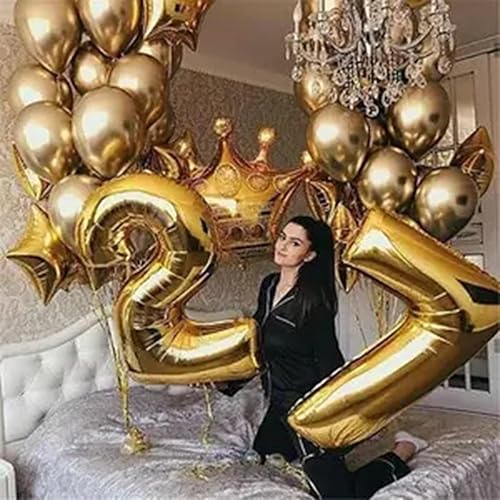 Miniatura 2 de Globos dorados de 40 pulgadas con números grandes para helio, globos grandes de aluminio Mylar para decoración de fiestas de cumpleaños (número 7)