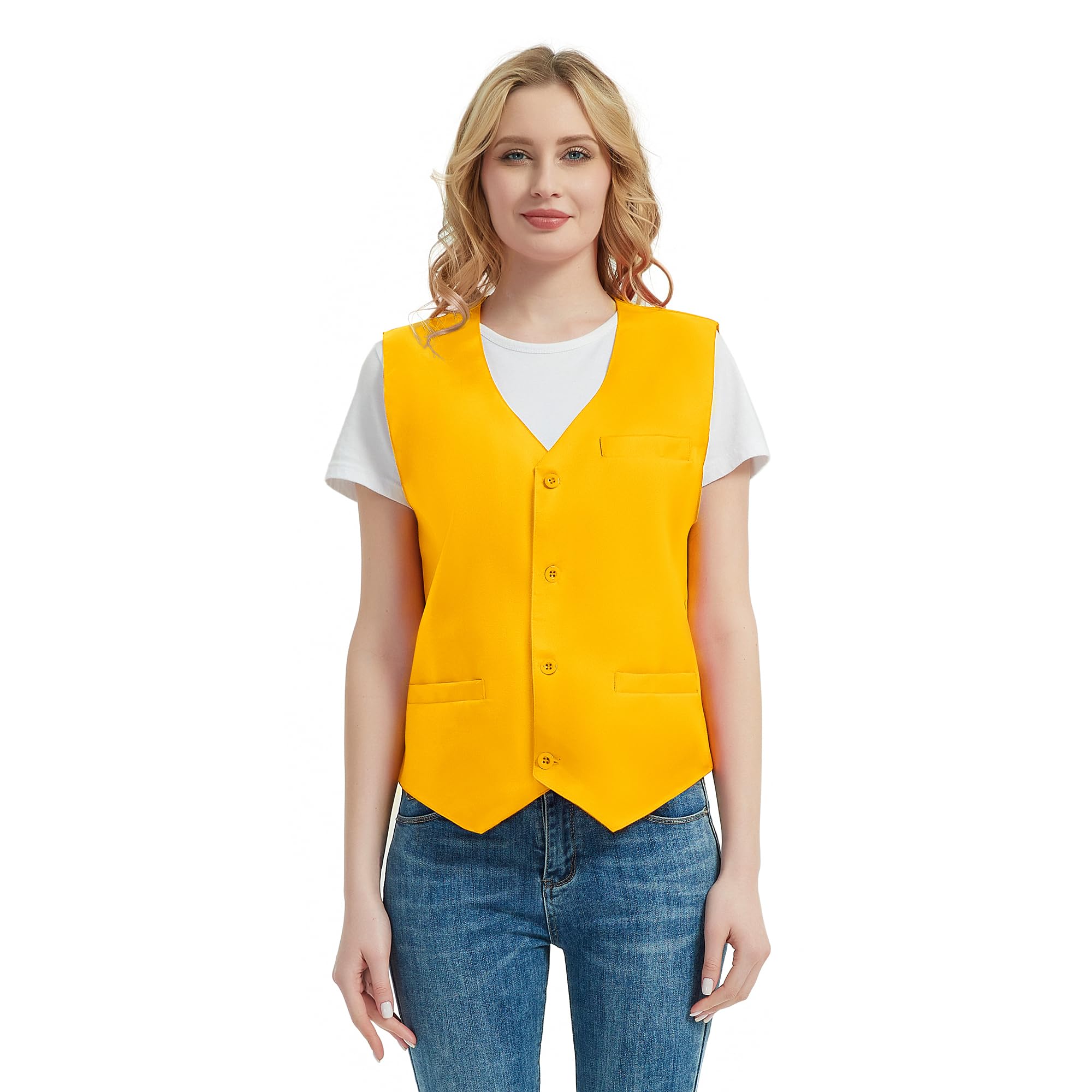 TOPTIE Gilets sans manche Homme Gilet de Costume avec Boutons unisexe pour commis de supermarché et bénévole