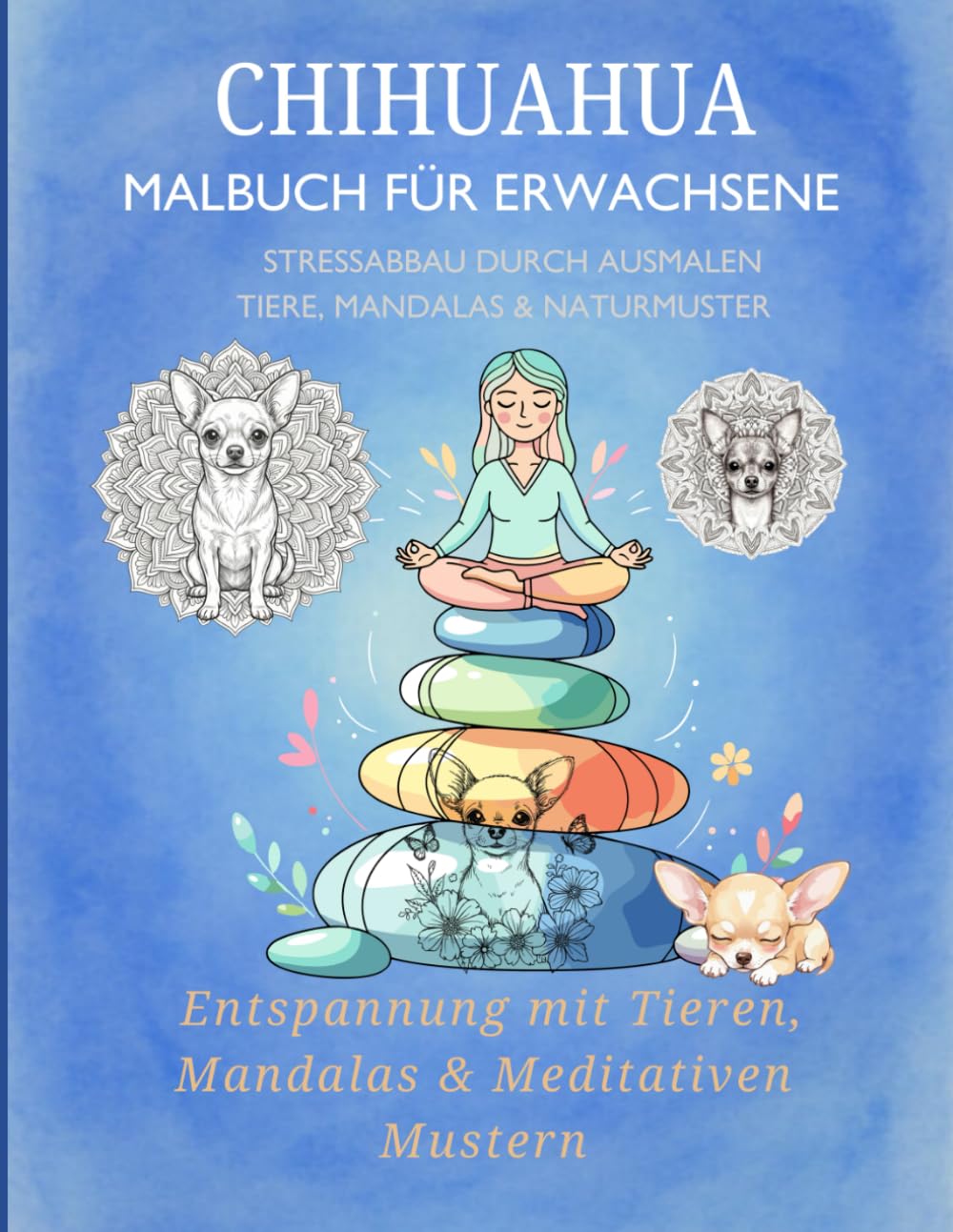 Chihuahua Malbuch für Erwachsene: Stressabbau durch Ausmalen Tiere, Mandalas & Naturmuster Entspannung mit Tieren, Mandalas & Meditativen Mustern