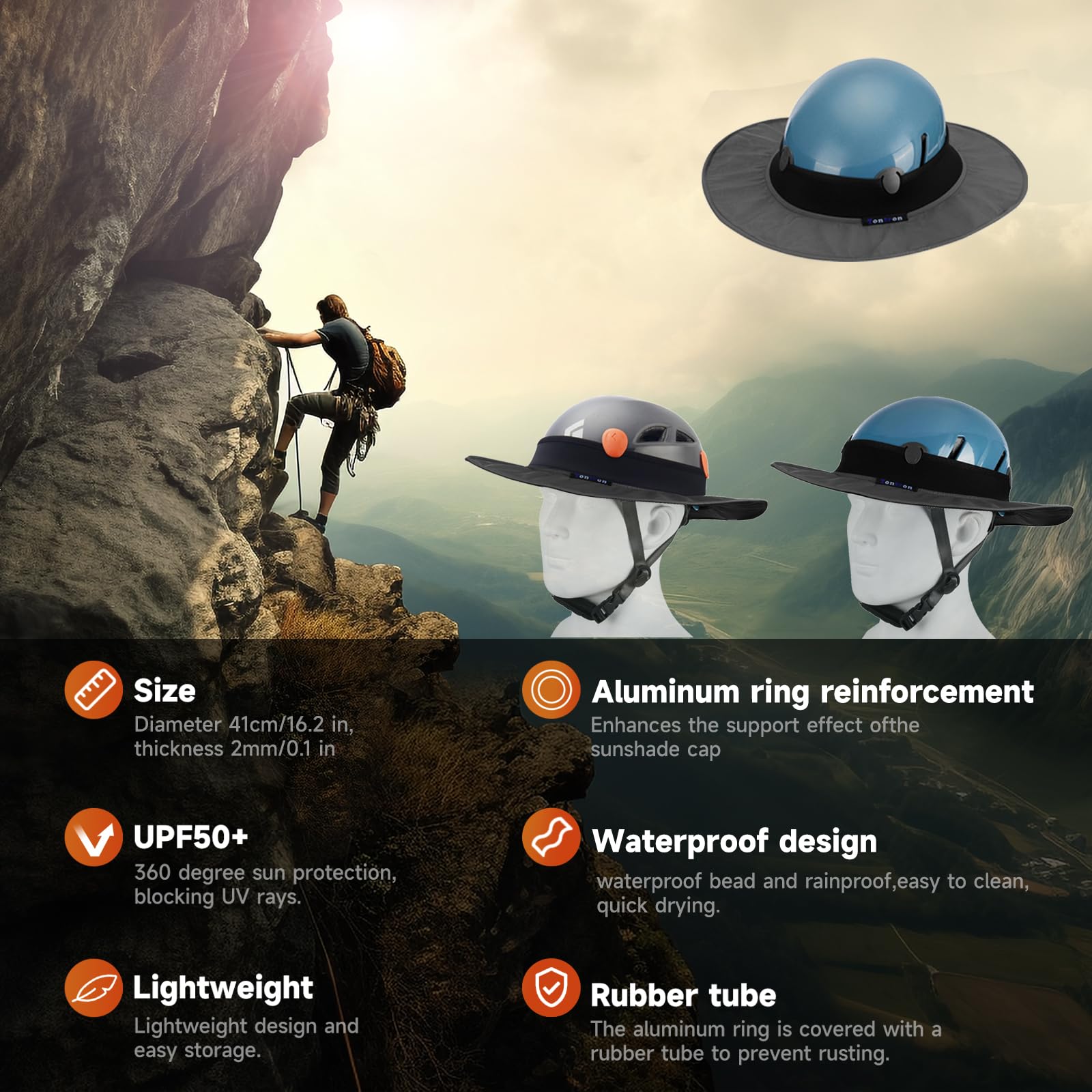 Tontron Visera de casco de escalada, visera de casco, parasol para casco, casco de seguridad. Adecuado para escalada, senderismo, rappel, trabajadores de gran altitud, trabajadores de la construcción,