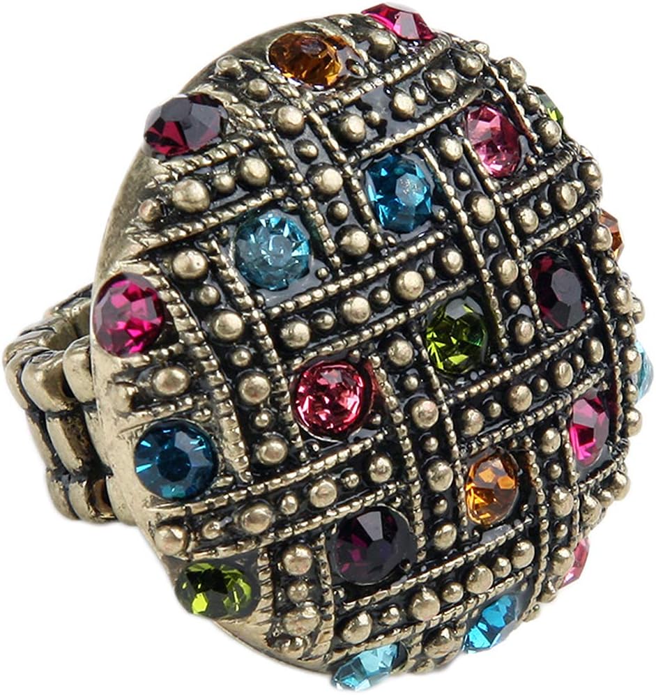 Stretch Ring - Woven Rhinestones, Sparkling Bright Colors, Sizes 6 to 9